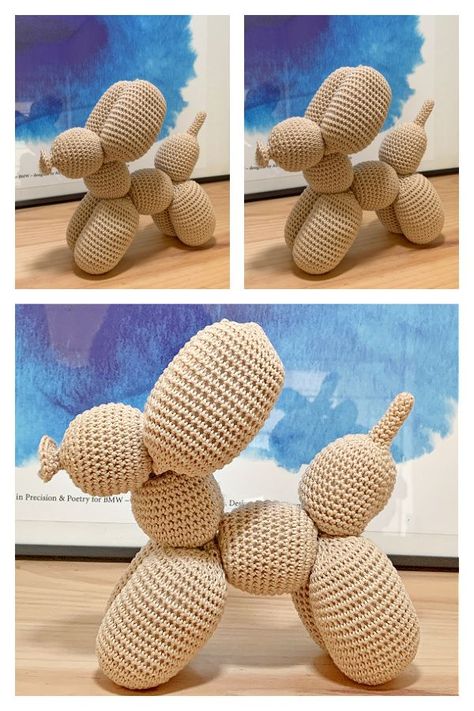 Bully Yarn Crochet Patterns, Crochet Balloon Dog Free Pattern, Crochet Balloon Animal, Crocheted Stuffies, Crochet Balloon, Pocket Hugs, Knitted Toys Free Patterns, Crochet Slipper Pattern, Diy Magazine