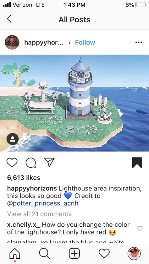 Lighthouse Area Animal Crossing, Acnh Peninsula Ideas Lighthouse, Acnh Lighthouse Area, Animal Crossing Lighthouse, Animal Crossing Lighthouse Ideas, Acnh Lighthouse Ideas, Acnh Lighthouse, Motif Acnl, Goblincore Aesthetic