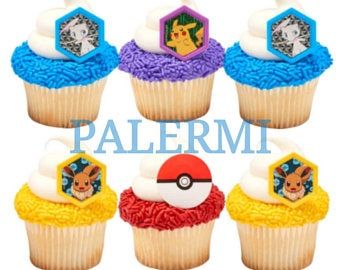 Pokemon cupcake rings | Etsy Pokémon Cupcakes, Pokeball Cupcakes, Bolo Pikachu, Pokemon Cupcakes Toppers, Pokemon Light, Pokemon Cupcakes, Pokemon Themed Party, Pikachu Pokeball, Pikachu Cake