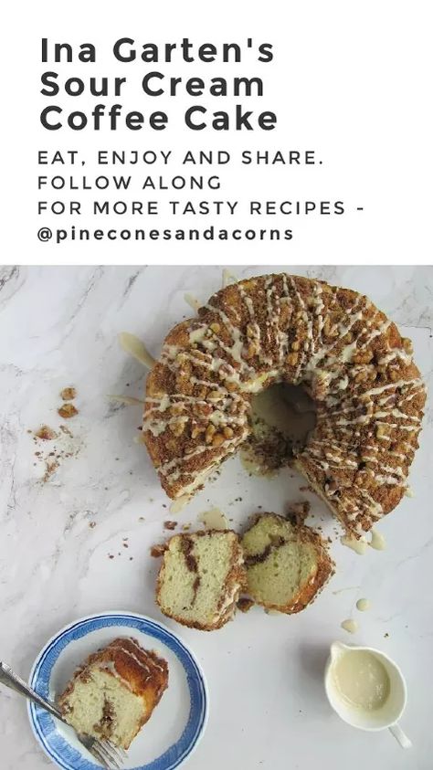 Ina Garten Sour Cream Coffee Cake | Foodtalk What Is Cake Flour, Cream Cheese Coffee Cake, Cinnamon Coffee Cake, Sour Cream Coffee Cake, Strawberry Cake Mix, Sour Cream Cake, Barefoot Contessa, Peanut Butter Cookie Recipe, Coffee Cake Recipes