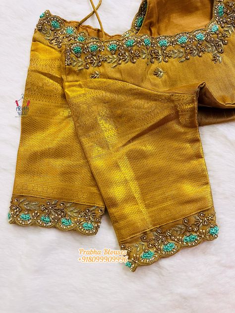 Yellow Blouse Design Embroidery, Pattu Blouse Maggam Work, Pattu Blouse Maggam Work Designs, Blouse Maggam Work Designs, Yellow Blouse Designs, Bride Blouse, Long Skirt Top Designs, Aari Blouses, Wedding Blouses