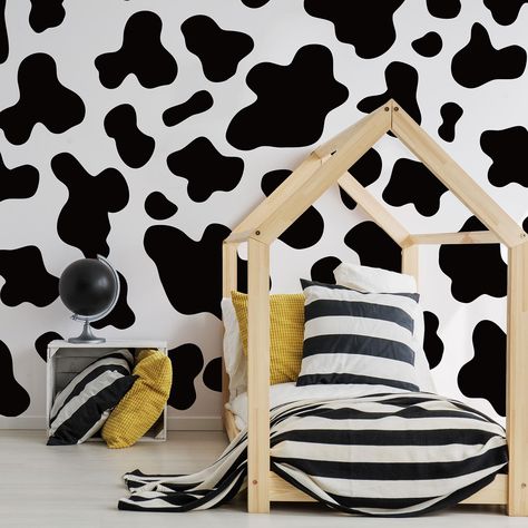 PRICES MAY VARY. What You Will Get - Package contains 3 large sheets of black cow print wall decals, enough quantity to decorate your baby's bedroom, living room, playroom, nursery, classroom and so on. Cow Print Design - These wall decals adopt cute black cow print design, the simple but chic style can be widely applied for versatile occasions, adding a touch of elegance and beauty to your interior space. Waterproof & Reliable - The cow print wall stickers are made of premium vinyl material, wh Cow Mural, Cow Print Wall, Nursery Classroom, Girls Room Wallpaper, Pink Girl Room, Playroom Nursery, Black Sheets, Living Room Nursery, Wall Paint Designs