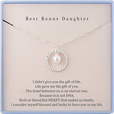 Amazon.com: Bonus Daughter Necklace from Bonus Mom Step Daughter Presents Sterling Silver Necklace Bonus Daughter Gifts: Clothing, Shoes & Jewelry Bonus Daughter Wedding Gift, Wedding Vows To Step Daughter, Bonus Daughter Gifts, Bonus Daughter, Daughter Wedding Gifts, Bonus Mom, Burning Love, Step Daughter, Lucky To Have You