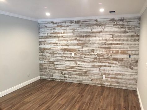 Shiplap accent wall Ship Lathe Walls Living Rooms, Decorated Shiplap Walls, Log Home Accent Wall, Barn Door Accent Wall, Pallet Board Accent Wall, Wallpaper Wood Accent Wall, Distressed Accent Wall, Accent Wall Bedroom Western, Living Room With Shiplap Accent Wall