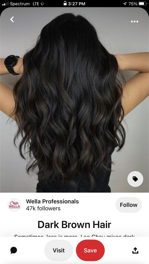 Adding Dimension To Dark Brown Hair, Brown Hair Vs Black Hair, Balyage On Black Hair, Dimensional Hair Color, Hair Inspired, Black Hair Balayage, Dark Brunette Hair, Brown Hair Looks, Brown Hair Inspo