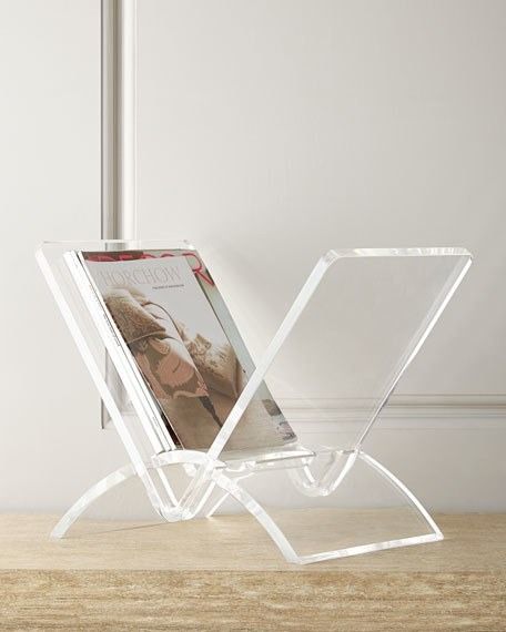 Versa acrylic magazine rack by Neiman Marcus | archdigest.com American Country House, Furniture Movers, Acrylic Furniture, Magazine Holder, Objet Design, Magazine Holders, Acrylic Designs, Acrylic Display, Book Display