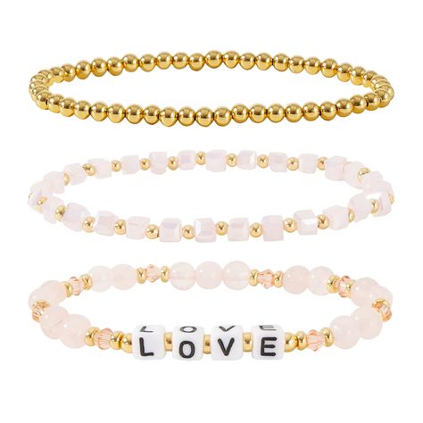 PRICES MAY VARY. 【Gold Crystal Bracelets Set】mama bracelet is a stunning addition to any woman's jewelry collection. dainty gold beaded bracelet is delicately adorned with sparkling crystals and natural stone beads, creating a luxurious and sophisticated look. This beaded bracelets set comes with three separate pieces that can be worn together or separately, making it versatile and perfect for any occasion 【Hypoallergenic】14k REAL gold plated, we make our bracelets lead-free, nickel-free to prot Leather Heart Choker, Crystal Beaded Bracelets, Mama Bracelet, Heart Choker, Bracelets Set, Bracelet Dainty, Gold Bead Bracelets, Crystal Beads Bracelet, Stackable Bracelets