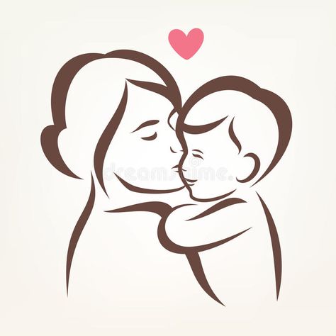 Illustration about Mother and son stylized vector silhouette, outlined sketch of mom and child. Illustration of parent, outline, idea - 53009533 Mom Son Tattoo, Mother And Child Drawing, Tattoos Tiny, Son Tattoos, Mother Son Tattoos, Mouse Tattoos, Tattoos Temporary, Flash Arrow, Mother Tattoos