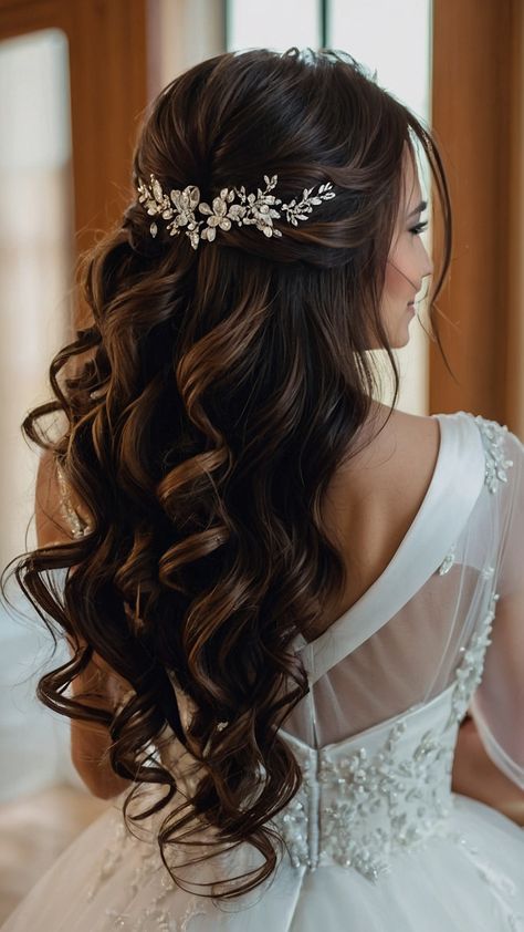 Looking for gorgeous bridal hairstyles for long hair Discover stunning and easy half up down elegant Indian updo elegant wedding veil crown Pakistani black braid style ideas and boho inspiration Whether you're a bride-to-be or a stylist find the perfect hairstyle for your big day Indian Bride Wedding Hairstyles, Hair Pieces For Wedding With Veil, Long Hair Wedding Styles With Veil Brides Hairstyle Ideas Black, Shoulder Length Bride Hair, Wedding Hair Fairytale, Half Up Elegant Hairstyles, Wedding Hairstyles Half Up Half Down Veil, Bridal Half Up Hairstyles, Wedding Hairstyles For Off The Shoulder Dress