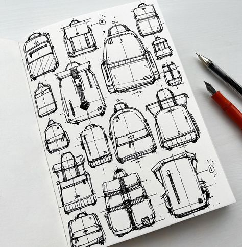 Backpack Design Concept, Product Sketching, Interior Design Sketchbook, Structural Drawing, Thumbnail Sketches, Leather Backpack For Men, Industrial Design Sketch, Design Sketch, Drawing People