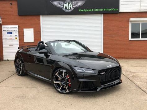 Audi TT TTRS 2.5 TFSi Quattro S-Tronic Automatic 400BHP Convertible Petrol Panther Black Crystal Effect Paintwork Audi Convertible Black, Audi A5 Convertible, Audi Convertible, Tt Car, Audi Vehicles, Audi Tt Roadster, Roadster Car, Panther Black, Black Audi