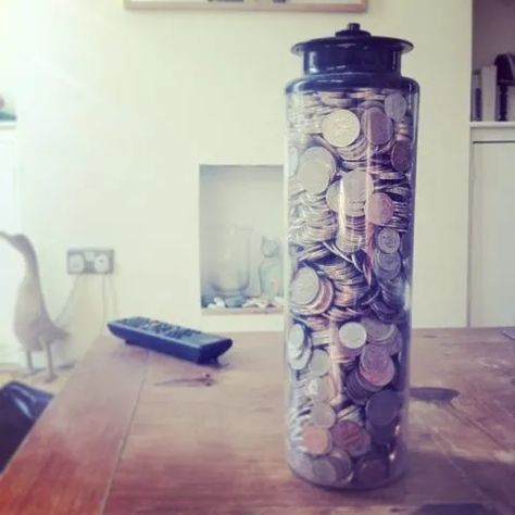 Change Jar, Coin Jar, Coins Worth Money, Coin Worth, Voss Bottle, Plastic Water Bottle, On A Budget, Reusable Water Bottle, You Can Do