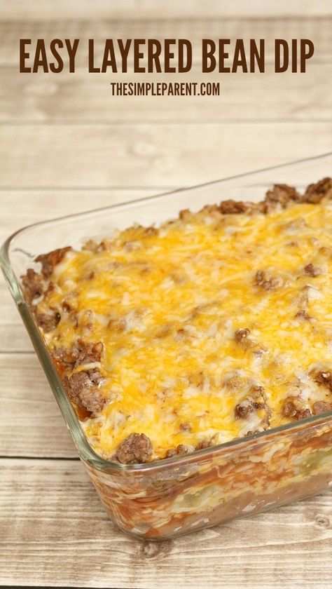 Taco Bean Dip Layered, Layered Bean Dip With Cream Cheese, Layered Refried Bean Dip, Taco Bean Dip, Lake Meals, Layered Bean Dip Recipe, Cream Cheese Bean Dip, Hot Bean Dip, Bean Cheese Dip