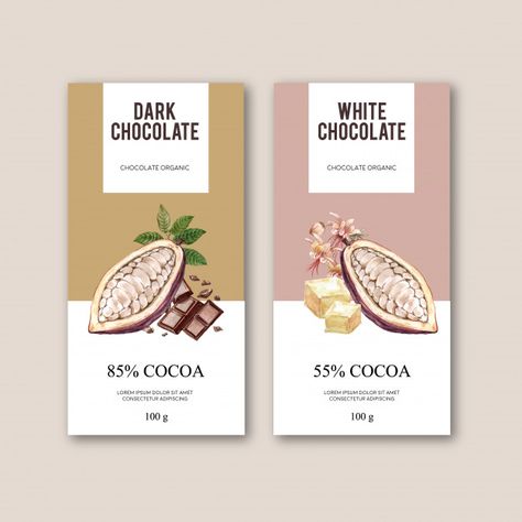 Chocolate packing with ingredients branc... | Free Vector #Freepik #freevector #banner #poster #watercolor #food Chocolate Packing, Chocolate Bar Design, Chocolate Labels, Chocolate Packaging Design, Chocolate Pack, Chocolate Wrapping, Packaging Label Design, Watercolor Food, Poster Watercolor