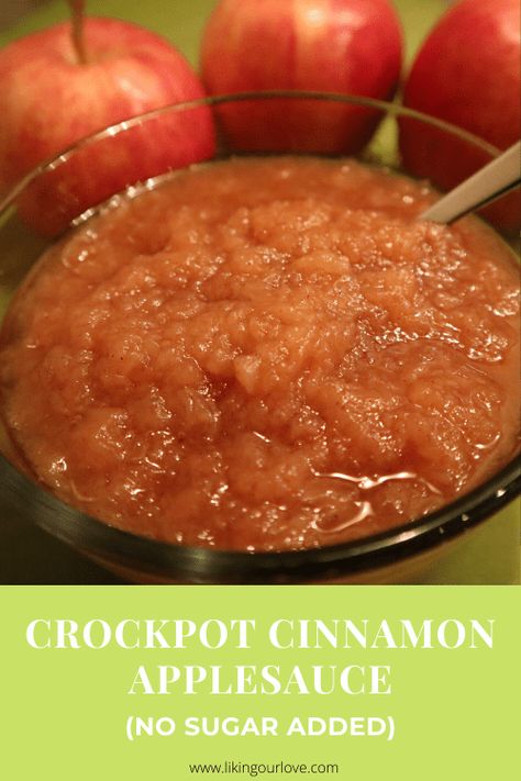 crockpot cinnamon applesauce no sugar added Homemade Cinnamon Applesauce, Freezing Produce, Crockpot Applesauce, Cinnamon Applesauce, Apple Sauce Recipes, Honey And Cinnamon, Dessert Bread, No Sugar, Cinnamon Apples