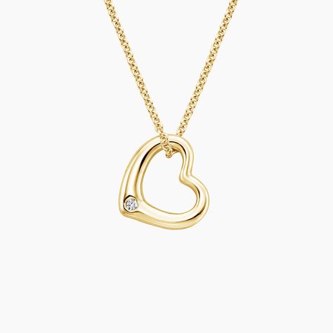 Heart Diamond Pendant - 14K Yellow Gold. A true gift from the heart, this graceful and delicate pendant features an elegantly sparkling diamond, symbolizing the uniqueness and beauty of love. Hoco Ideas, Valentine Jewelry, Delicate Pendant, Diamond Pendants, Jewelry Heart, Pendant Heart, Heart Necklace Diamond, Heart Pendant Gold, Heart Diamond