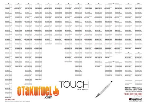 ShinHan art supplies Marker Color Charts - DOWNLOADS at OtakuFuel.com Ohuhu Markers Color Chart, Copic Marker Color Chart, Copic Color Chart, Marker Color, Ohuhu Markers, Noir Color, Coloring Calendar, Love Calculator, Copic Sketch Markers