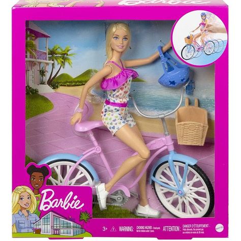 Barbie Doll and Bike Playset with Doll (11.5 in, Blonde), Bicycle with Rolling Wheels & Water Bottle Accessory, Gift for 3 to 7 Year Olds
Pedal into playtime with Barbie doll and a bike she can really ride!
Clip Barbie doll into the seat and place her hands in the handlebars, then push to get the fun rolling.
The bicycle features a colorful pink and blue design and realistic details, like silvery accents and a sweet basket.
Accessories include a helmet and a water bottle that fits in the basket Best White Sneakers, Barbie Toys, Barbie Fashionista, Cute Rompers, Barbie Collection, Mattel Barbie, Dollhouse Dolls, Toy Store, Barbie Fashion