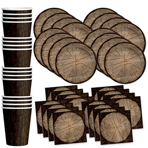 Tree Lumberjack Outdoors Birthday Party Supplies Set Plates Napkins Cups Tableware Kit for 16 Lumberjack Birthday Party Food, Lumberjack Birthday Party, Lumberjack Birthday, Lumberjack Party, Outdoors Birthday Party, Party Kits, Woodland Theme, Party Tableware, Birthday Shopping