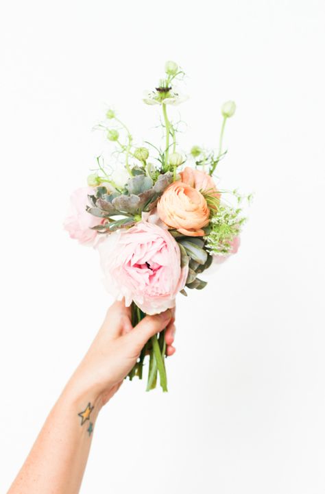 Bright Wedding Bouquet, Ranunculus Bouquet, Peach Bouquet, Buy Succulents, Tiny Wedding, Succulent Bouquet, Bright Wedding, Succulent Wedding, Flower Arrangements Diy