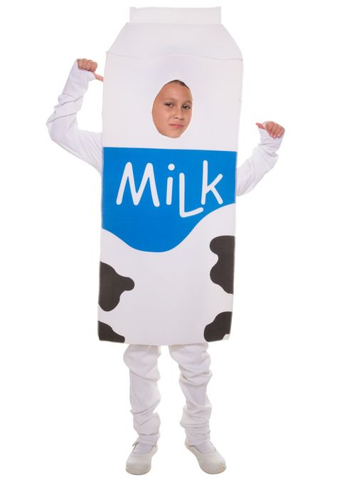 Pin for Later: 15 Tasty Food Costumes For Kids Milk Now when someone asks if you've got milk ($29), your child can say yes. Milk Costume, Milk Bottle Diy, Cookie Costume, Kids Milk, Duo Costumes, Cow Costume, Best Friend Halloween Costumes, Food Costumes, Duo Halloween Costumes