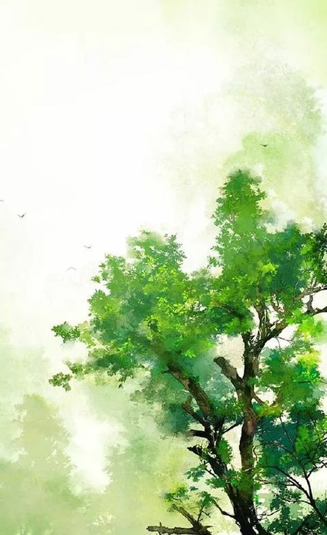 Tree Poster Design, Ibuki Satsuki, Poster Color Painting, Tree Watercolor Painting, Tree Poster, Watercolor Landscapes, Watercolor Art Paintings, Watercolor Tree, Watercolor Painting Techniques