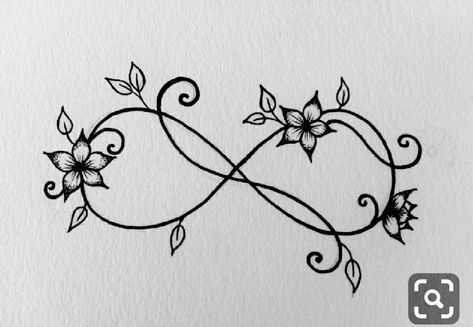 Infinity Tattoo Flowers Design, Infinity Flower Tattoo Ideas, Infinity Tattoo With Flowers, Mommy And Daughter Tattoos, Tattoo Nick, Eternity Tattoo, Small Infinity Tattoos, Infinity Drawings, Tattoo Klein