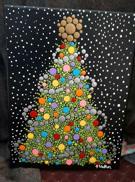 Dot Art Painting Christmas, Christmas Pointillism, Dot Painting Christmas, Christmas Dot Painting, Christmas Mandala Art, Christmas Dot Art, Christmas Mandala, Mandala Painted Rocks, Mandala Rock Art