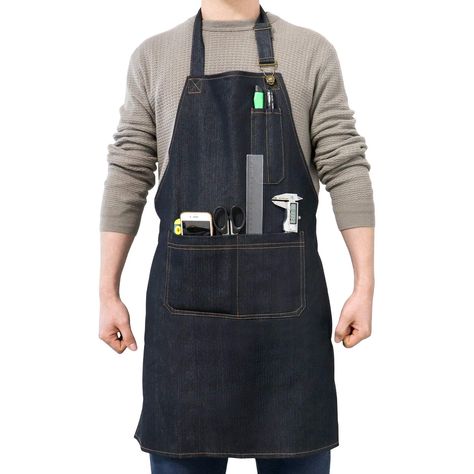 QWORK Heavy Duty Denim Work Apron With Pockets, Adjustable Jean Tool Apron for Men and Women Woodworking Apron, Apron For Men, Tool Apron, Workshop Garage, Work Apron, Apron With Pockets, Work Aprons, Aprons For Men, Denim Pocket