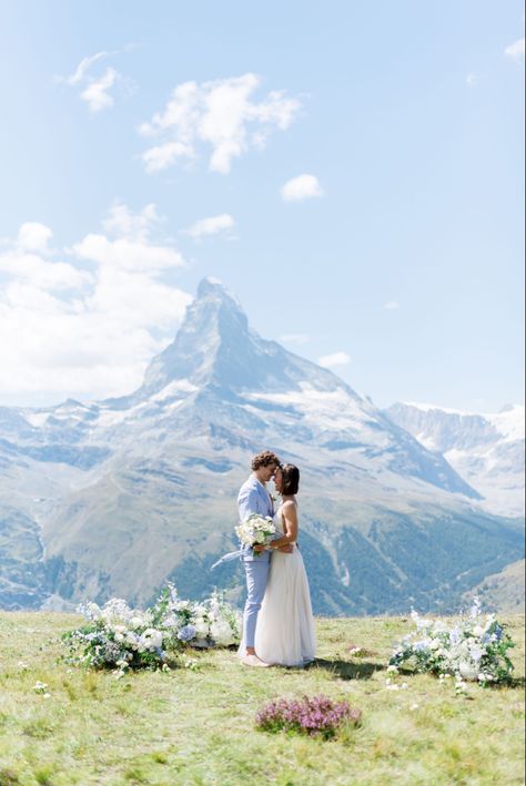 Couple elope in front of the Matterhorn Swiss Alps Elopement, Swiss Alps Wedding, Zermatt Wedding, Swiss Elopement, Switzerland Elopement, Alps Wedding, Swiss Wedding, Switzerland Wedding, The Matterhorn