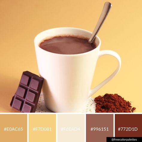 Milk Chocolate Color Palette, Chocolate Brand Color Palette, Quick Hot Chocolate, Fall Palette, Hot Chocolate Recipe, Color Board, Chocolate Recipe, Hot Chocolate Recipes, Make Color