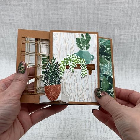 Card With Window, Pop Up Garden Cards, Kitchen Cards Ideas, Pop Up Cards Tutorial How To Make, Magic Greeting Card, Card Scrapbooking Ideas, Plant Cards Diy, Unique Pop Up Cards, Stand Up Cards