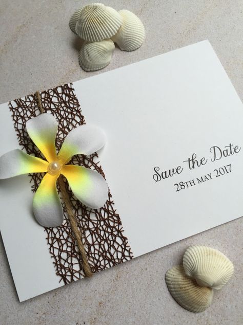 Frangipani save the date cards. Perfect for the beach or destination wedding. Www.facebook.com/invitationdesigncompany Frangipani Wedding, Navy Wedding Theme, Destination Wedding Flowers, Destination Wedding Themes, Cancun Destination Wedding, Wedding Ring Ideas, Kauai Wedding, Hawaii Destination Wedding, Wedding Vows Renewal