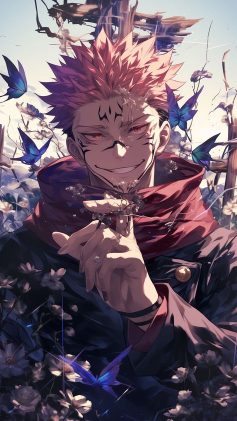 free wallpapers 4K ryomen sukuna, jujutsu kaisen, anime, character, guy, flowers, butterflies, art for mobile and desktop Sukuna Jujutsu, Anime Picture Hd, Jujutsu Kaisen Anime, Butterflies Art, 1080p Anime Wallpaper, Cool Anime Backgrounds, Cool Anime Wallpapers, Anime Artwork Wallpaper, Dessin Adorable