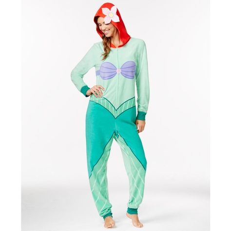 Ariel Adult Hooded Onesie (145 PEN) ❤ liked on Polyvore featuring intimates, sleepwear, pajamas and little mermaid Mermaid Onesie, Hoodie Jumpsuit, Mermaid Gifts, One Piece Pajamas, Disney Outfits, Disney Inspired, Disney Style, Little Mermaid, Look Cool