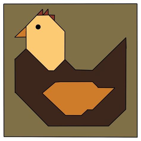 Chicken Quilt Block – Free Chicken Quilt Pattern Chicken Quilt Block, Chicken Quilts, Chicken Barn, Chicken Quilt, Types Of Chickens, Painted Barn Quilts, Farm Quilt, Quilt Block Patterns Free, Barn Quilt Patterns