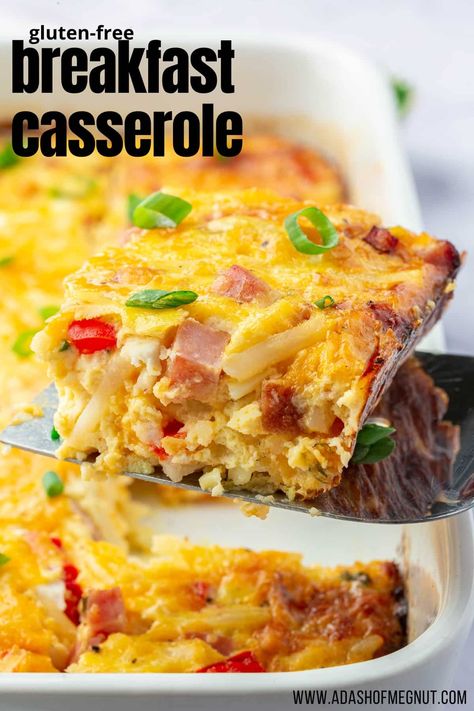 Looking for a delicious breakfast recipe that's perfect for feeding a crowd? Try this mouth-watering gluten-free breakfast casserole recipe! Packed with your favorite breakfast ingredients like ham, fluffy eggs, and gooey cheese, this casserole is sure to please everyone at the table. Whether you're hosting a brunch or meal prepping for the week, this breakfast casserole is easy to make ahead! #glutenfree #recipe Denver Omelet, Hashbrown Casserole Easy, Baked Breakfast Casserole, Baked Omelet, Soft Foods Diet, Omelets Recipe, Brunch Casserole, Soft Foods, Baked Casserole