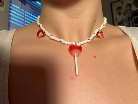 aesthetic y2k candy heart necklace 2000s @ enidarua on DEPOP! Candy Necklace Aesthetic, Chew Necklace, Aesthetic Y2k, Candy Necklaces, Heart Candy, Quote Aesthetic, Heart Necklace, Cross Necklace, Candy