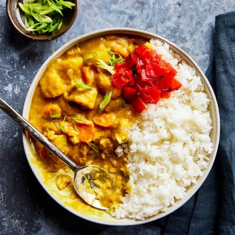 Kare Raisu (Japanese Curry Rice with Chicken) | America's Test Kitchen Recipe Kare Raisu, Japanese Curry Rice, Rice With Chicken, Japanese Curry, Curry Rice, America's Test Kitchen Recipes, Carrots And Potatoes, Kitchen Recipe, Cooks Illustrated