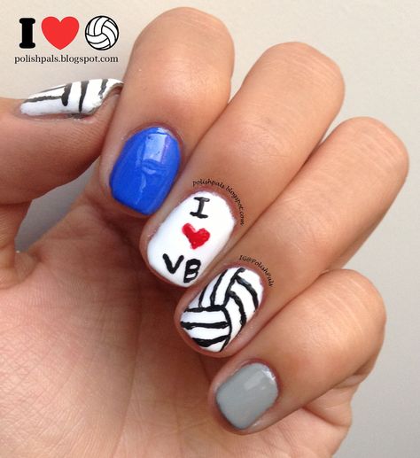 volleyball nails | perfect for are volleyball team Volleyball Nail Art, Volleyball Nails, Sports Nails, Love Volleyball, Nail Designs Pictures, Different Nail Designs, Nails Easy, Nails Polish, Graphic Organizer