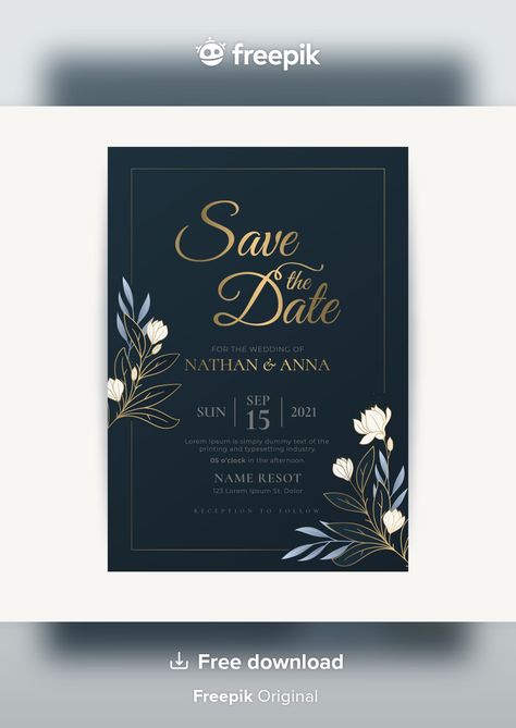 Save The Date Poster Ideas, Safe The Date Ideas Invitations, Elegant Invitation Design Template, Luxury Wedding Card Design, Save The Date For Engagement, Save The Date Wedding Invite, Save The Date Ideas For Weddings Elegant, Date Design Ideas, Save The Date Templates Design