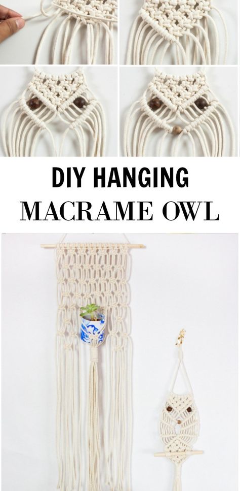 DIY Hanging Macrame Owl – The Bajan Texan Owl Diy, Owl Tutorial, Craft Box Subscription, Macrame Wall Hangings, Macrame Owl, Macrame Knots Pattern, Macrame Wall Hanging Diy, Macrame Wall Hanging Patterns, Owl Patterns