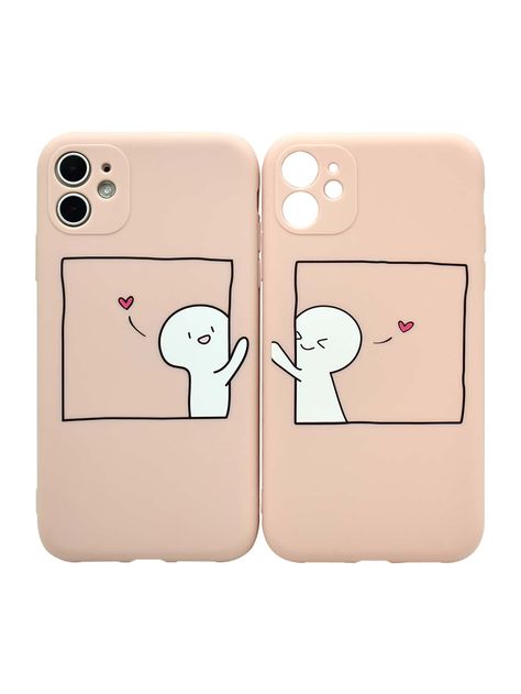 Multicolor    TPU Cartoon Phone Cases Embellished   Phone/Pad Accessories Couple Phone Cases Diy, Couple Mobile Covers, Matching Phone Cases Aesthetic, Matching Phone Cases Bff, Couple Phone Cases, Best Friend Cases, Cartoon Phone Cases, Iphone Cases Bling, Bff Phone Cases