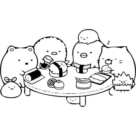 Sumikko Gurashi Makes Sushi Coloring Page - Free Printable Coloring Pages for Kids Monster Truck Coloring Pages, Mermaid Coloring Book, Farm Animal Coloring Pages, How To Make Sushi, Truck Coloring Pages, Cars Coloring Pages, Sumikko Gurashi, Unicorn Colors, Sanrio Wallpaper