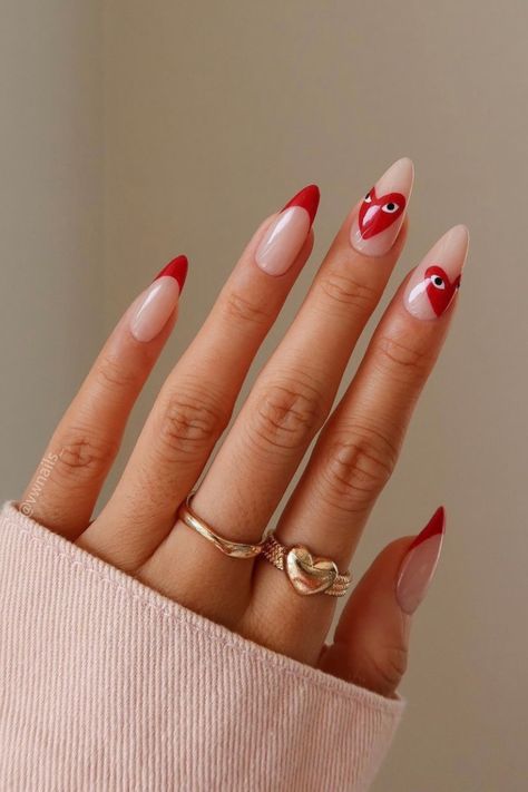 Silk Nails, Valentine Nail, Valentines Day Nails, Valentine Nail Art, Red Acrylic Nails, Blue Acrylic Nails, Nail Designs Valentines, Casual Nails, Red Nail Designs