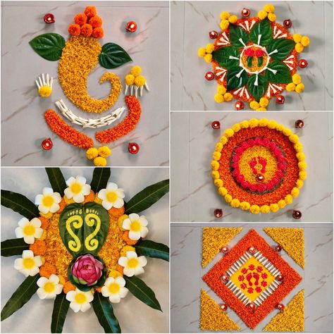 Festivals Special Flowers Rangoli Designs || Pooja Thali Decoration || Relaxing Video || Satisfying Video || Relaxing || Satisfying || Flowers Kolam || Muggulu Design | Festivals Special Flowers Rangoli Designs || Pooja Thali Decoration #rangolidesigns #rangoli #rangolidesign #kolam #muggulu | By KS Kitchen & Lifestyle Flowers Rangoli Designs, Floating Flower Arrangements, Flower Toran, Garland Making, Flowers Rangoli, Thali Decoration, How To Make Garland, Floating Flower, Pooja Thali