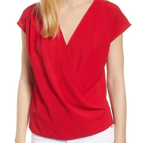 Gibson Nwt Faux Draped Wrap Top Size Xs Surplus V-Neck Slip On Pleat Around Shoulders Measurement From The Top Of The Shelter To The Bottom Of The Top 23 Armpit To 23 Armpit To Armpit 18 Sku 7 N - - E 124 Red Lipstick Outfits, Red Lipstick Outfit, Wrap Front Top, Wear Red Lipstick, Faux Wrap Top, Outfits Dresses, Wear Red, Wrap Shirt, Red Lipstick