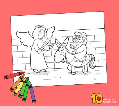 Balaam Donkey Coloring Page, Balaam Donkey, Heaven Coloring Page, Donkey Coloring Page, Donkey Craft, Sunday School Kids, Preschool Bible, Holiday Club, Bible Printables