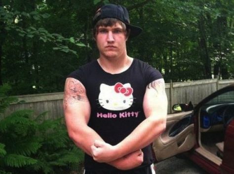 Hello Kitty Muscle, Tan Fail, Muscle Shirt, Fail Video, Tough Guy, Muscle Shirts, Random Pictures, Incredible Hulk, Epic Fails