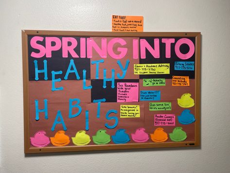 Spring Into Healthy Habits Bulletin, Academic Advising, Ra Bulletins, Ra Boards, Ra Bulletin Boards, Ra Ideas, Bulletin Board, Bulletin Boards, Healthy Habits